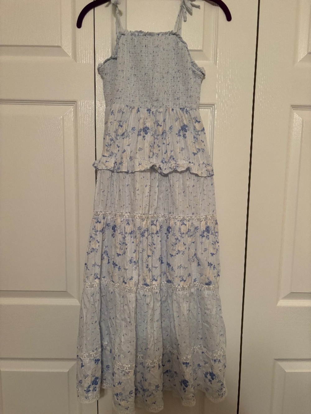 LoveShackFancy Girls Stella Budding Florals Tiered Maxi Dress.